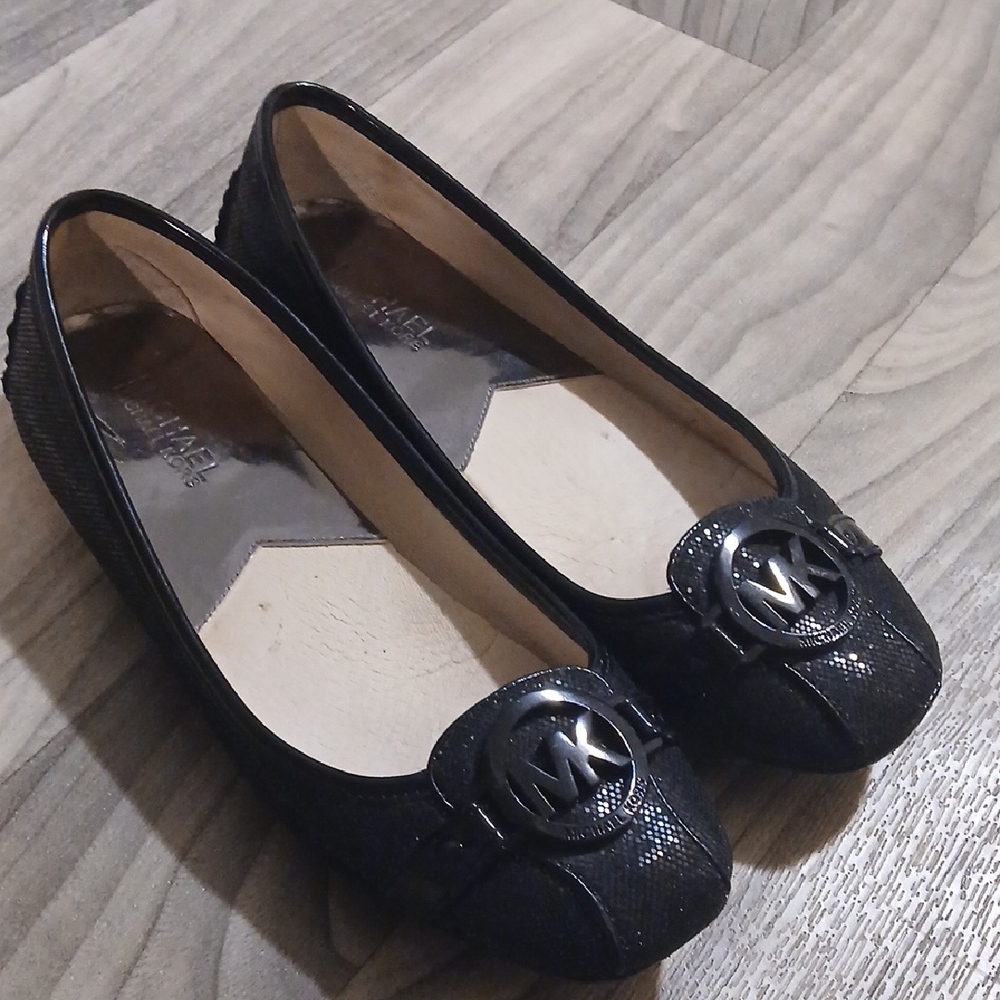 Michael Kors Black Textured Ballet Flats